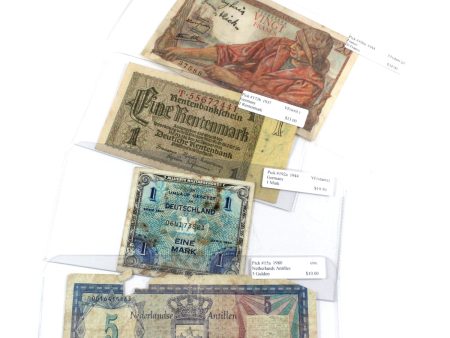 Lot of 4x France, Germany & Netherlands Antilles Notes, Circ. to EF, 4Pcs (Impaired) Hot on Sale