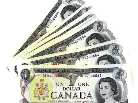 Run of 18x 1973 Canada $1 Crow-Bouey BFH, Sequential Serial Numbers, AU (AU-50), 18Pcs Fashion