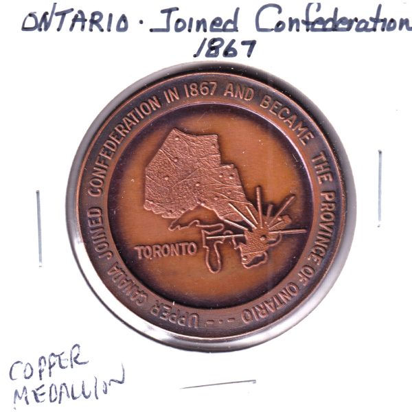 Ontario Joined Confederation in 1867 Medallion, Undated on Sale