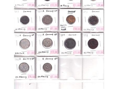 Lot of 14x Mostly Germany Coins, 1890-1950 (2x Undated), VF to EF or Ungraded, 14Pcs Hot on Sale