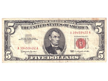 1963 USA $5 Note, FR#1536, Circ (May have damaged corner, a bit of staining, etc.) Hot on Sale