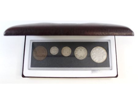 1917 Canada 5-coin Year Set in a Burgundy Case (some coins are toned). Hot on Sale