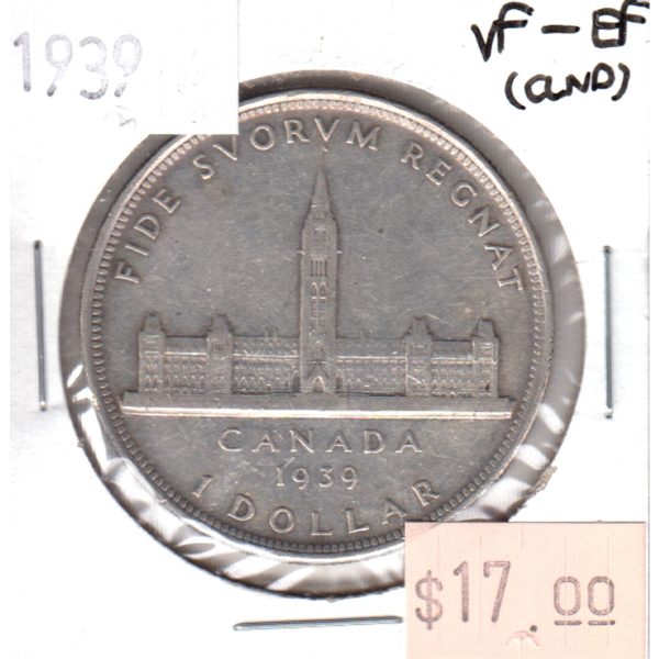 1939 Canada Parliament Silver $1 VF-EF (VF-30) Either cleaned, scratched or impaired. Online now