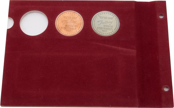 Pair of Medallions Commem. the World s Largest Penny in Numismatic Park, in Red Page Sale