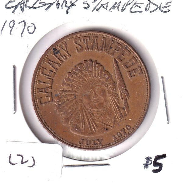 1970 Calgary Stampede $5 Trade Dollar at Casino on Sale