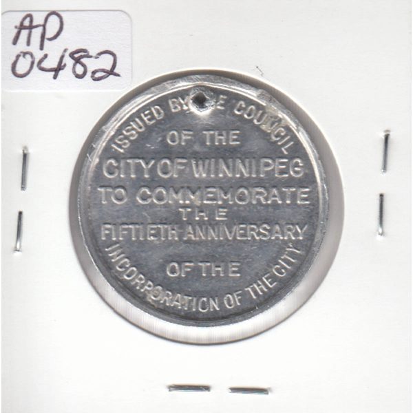 1874-1924 Winnipeg Jubilee Medallion Commemorating 50th Anniversary. Supply