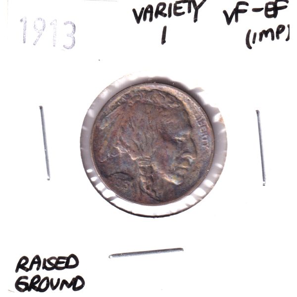 1913 Variety 1 Raised Ground USA Nickel VF to EF (Toned or Impaired) Online