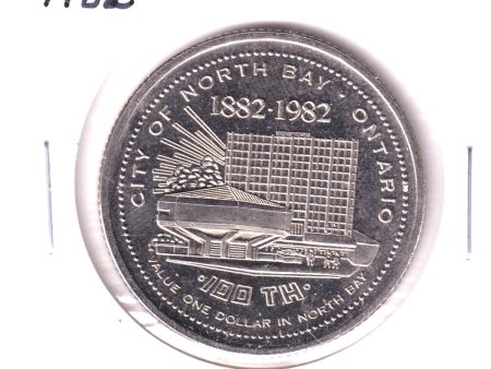 North Bay, Ontario, 1980 Trade Dollar Token: 1982 Centennial, Featuring Fur Trade Supply