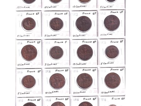 Lot of 20x France 1912-1916 Decimal Fine (F-12) to EF (EF-40), 20Pcs (Many duplicates) Online