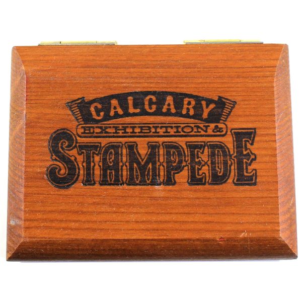 Pair of Calgary Stampede 1986 Centennial Trade Dollar Tokens, 2PCS in Wood Case For Cheap