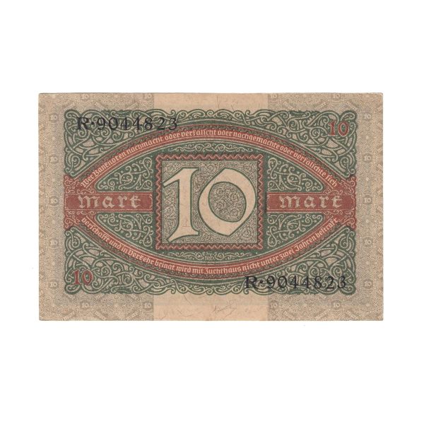 Germany Note, 1920 10 Mark, Pick #67a, AU Cheap