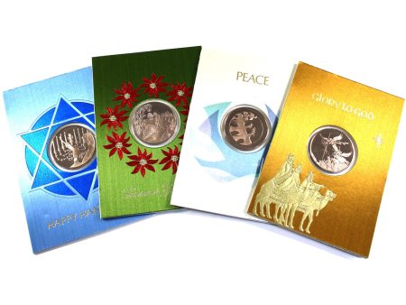 Set of 4x Holiday Medallions in Greeting Cards, 4Pcs Supply