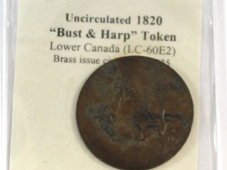 1820 Lower Canada  Bust & Harp  Token - c.1830-1835 with information sheet Supply