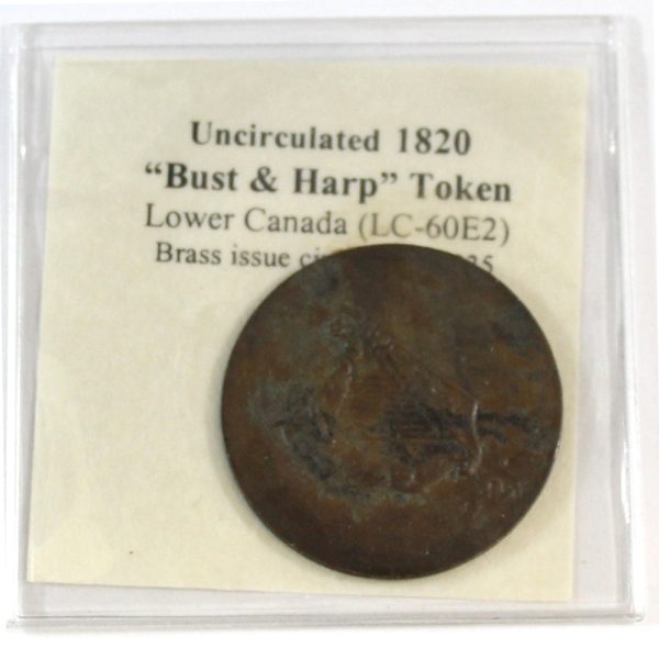 1820 Lower Canada  Bust & Harp  Token - c.1830-1835 with information sheet Supply