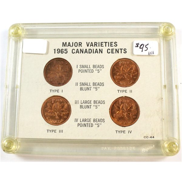 1965 Canada 1-Cents with Major Varieties in Acrylic Case Supply