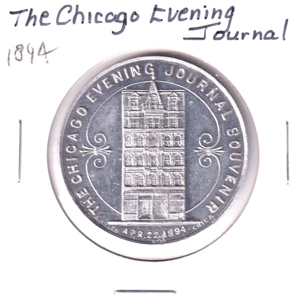 1894 Chicago Evening Journal Souvenir Medallion (Corrosion) For Discount