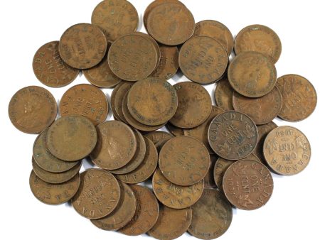 Lot of 50x 1934 Canada George V 1-cents, Average Condition, 50Pcs Supply