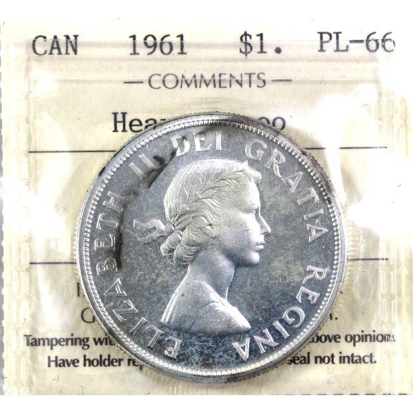 1961 Canada Dollar ICCS Certified PL-66 Heavy Cameo (Toned) Cheap