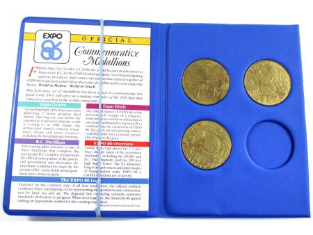 Set of 3x Vancouver Expo 86 Medallions, 3Pcs in Album (Less 4th Medallion, Corrosion) Online