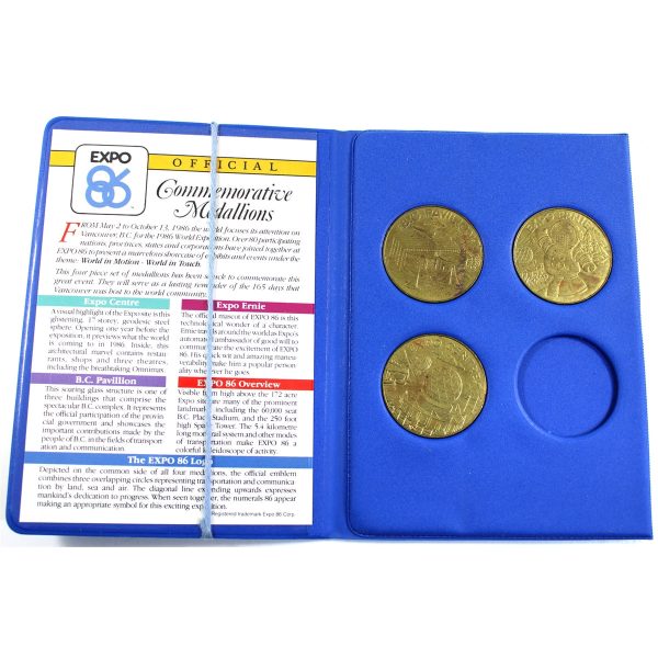 Set of 3x Vancouver Expo 86 Medallions, 3Pcs in Album (Less 4th Medallion, Corrosion) Online