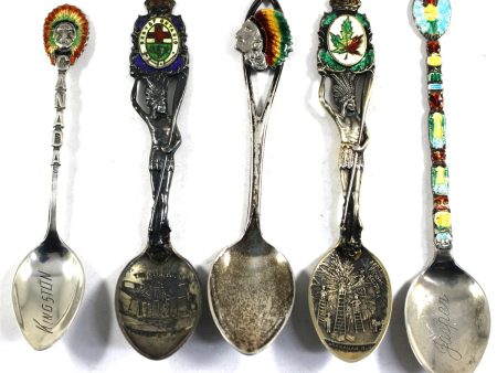 Lot of 5x Decorative Coloured Sterling Silver Spoons, 5Pcs, 58.1 grams total on Sale