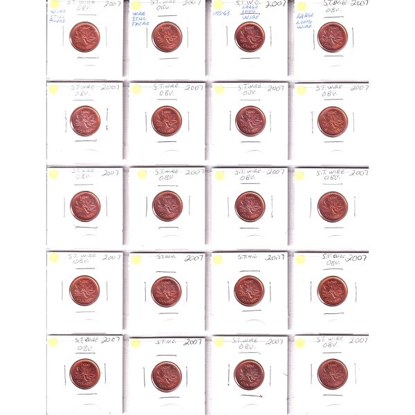 Lot of 60x 1998, 2001 & 2007 Canada 1-cents w  Minting Errors, 60Pcs (Most Duplicates) Sale