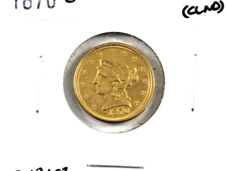 1870S USA $2.50 Quarter Eagle Gold Coin, Almost Uncirculated (Cleaned) For Discount