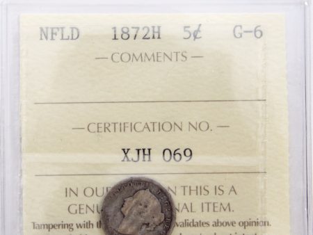 1872H Newfoundland 5-cents ICCS Certified G-6 For Sale