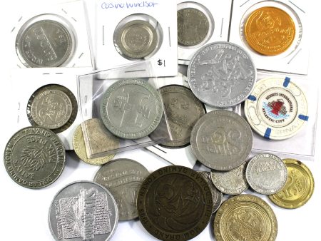 Lot of 22x Mixed Canada & USA Gaming Tokens, 22Pcs (Some corrosion, duplicates) Online now