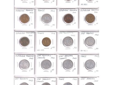 Lot of 60x France Coins & Tokens, 1920s-1985, 60Pcs (Most in multiple) For Discount