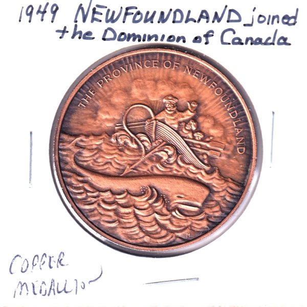 Newfoundland Joined the Dominion of Canada in the Year 1949 Medallion, Undated For Sale