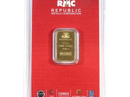 RMC Republic 2.5g .9999 Gold Bar (No Tax) Toned on Sale