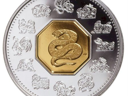 RDC 2001 Canada $15 Year of the Snake Sterling Silver & Gold Plated Cameo (Impaired) Hot on Sale