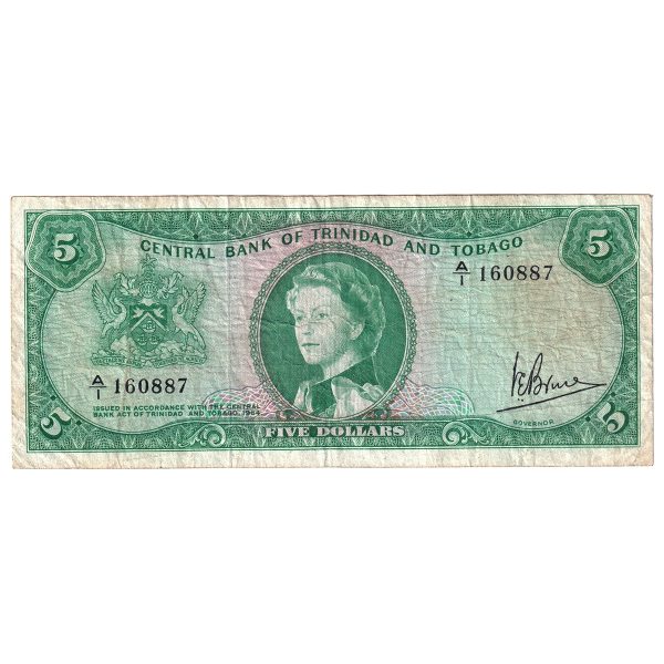 Trinidad and Tobago 1964 5 Dollar Note, Pick #27c, VF Supply