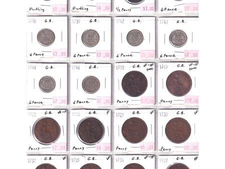 Lot of 20x Great Britain 1806-1946 Coins Ungraded to Extra Fine, 20Pcs (Some Impaired) Discount