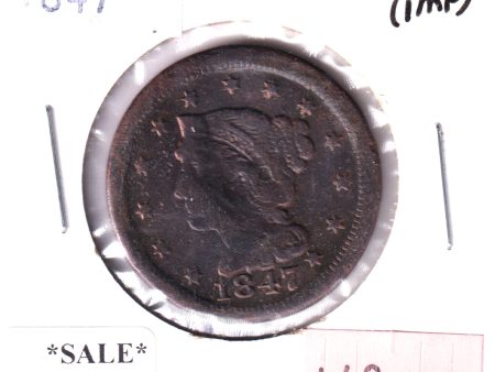 1847 USA 1-Cent, F-VF (Impaired) Online now