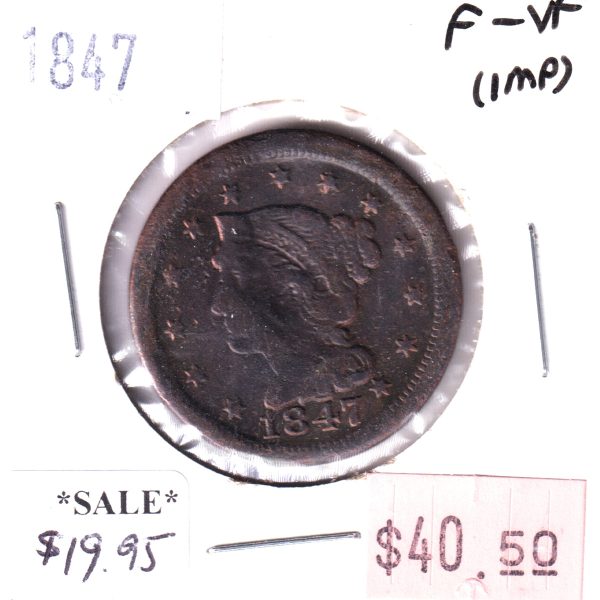 1847 USA 1-Cent, F-VF (Impaired) Online now