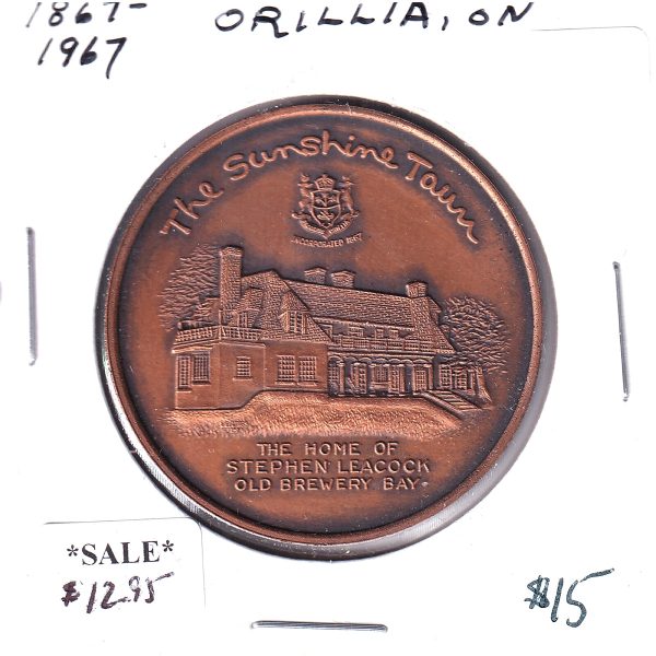 1967 Orillia, Ontario, Centennial Medallion: The Sunshine Town (Spots) Sale