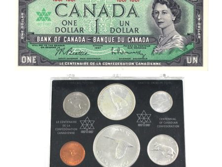 1967 Canada Centennial Coin and $1 Note Set (Toned) Discount