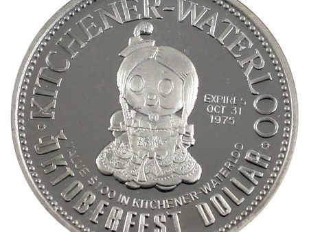 1975 Kitchener-Waterloo Oktoberfest .999 Silver Trade Dollar (No Tax) Lightly toned Supply