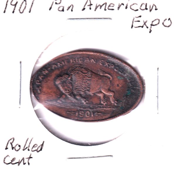 1901 Pan-American Exposition (Buffalo, NY) Rolled Cent Medallion (Corrosion) Online Hot Sale