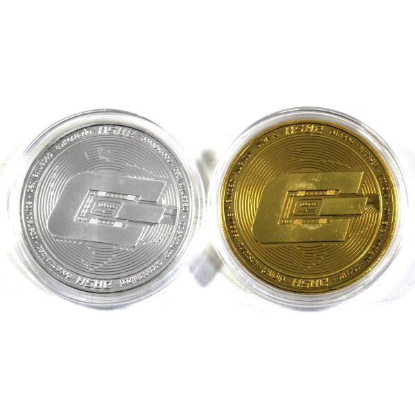 Pair of Dash Cryptocurency Medallions, Two Colours, 2Pcs For Sale