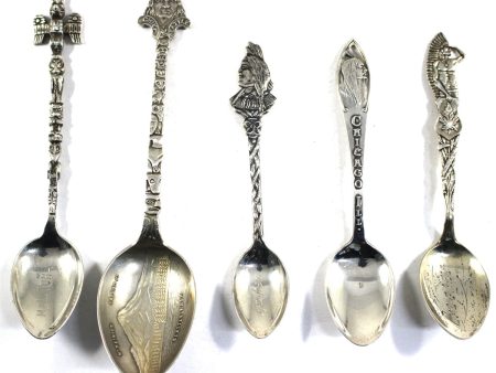 Lot of 5x Decorative Sterling Silver Spoons, 5Pcs, 66 grams total Discount