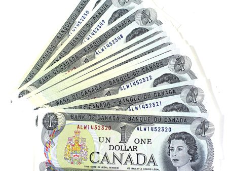 Lot of 15x Sequential 1973 Canada $1 Notes, Lawson, 2-letter, GK, AU to UNC, 15Pcs Cheap