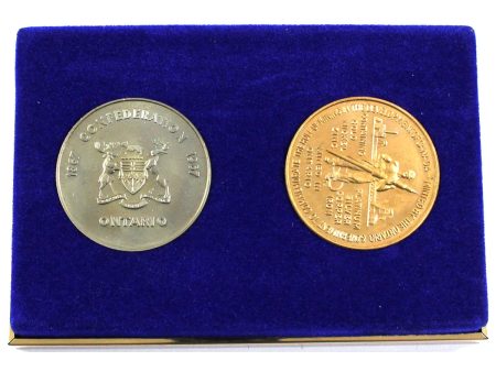 Pair of Ontario 1967 Confederation Centennial Medallions, 2Pcs in Case (Impaired) Discount