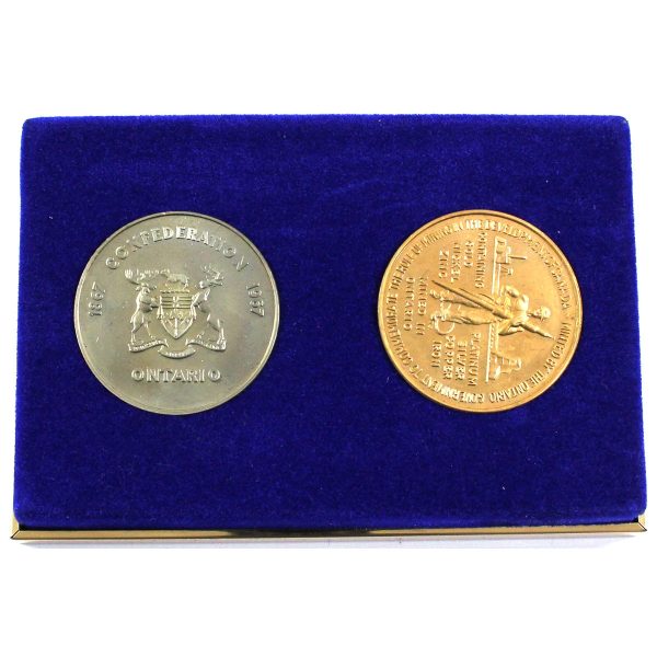 Pair of Ontario 1967 Confederation Centennial Medallions, 2Pcs in Case (Impaired) Discount