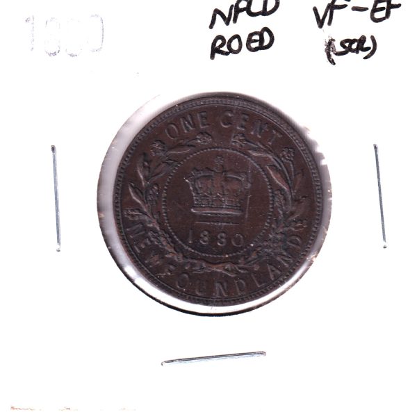 1880 R.0 E.D. Newfoundland 1-cent VF-EF (VF-30) Scratched Online Hot Sale