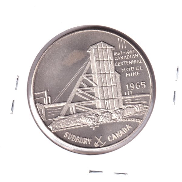 1965 Sudbury, ON, Medallion: Centennial Model Mine (Nickel Colour) May have corrosion Online Hot Sale