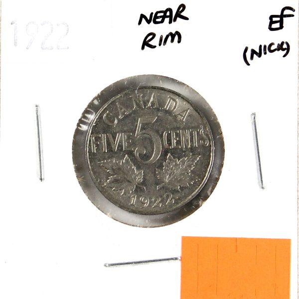 1922 Near Rim Canada 5-cents Extra Fine (EF-40) Nicks, scratched, or impaired Online now