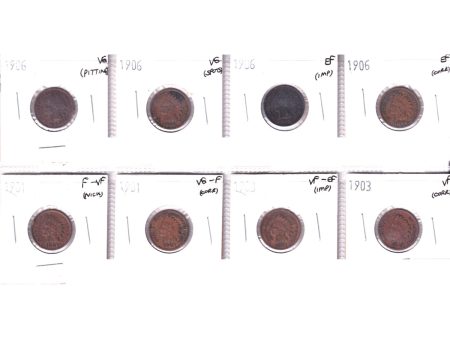 Lot of 8x 1901, 1903 & 1906 USA Cents, Very Good to Extra Fine, 8Pcs (Impaired) For Sale